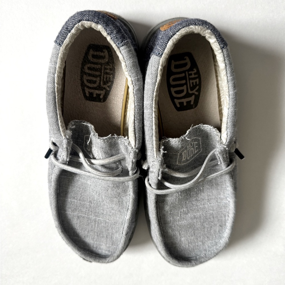 Grey Chambray Hey Dudes, size 1 youth
